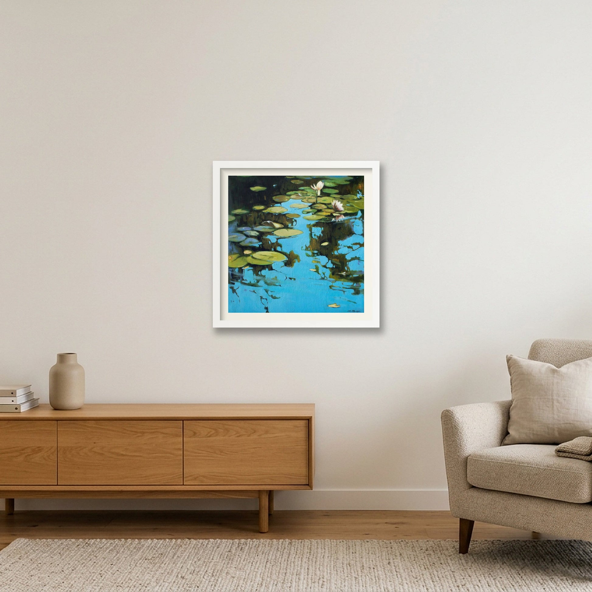 Fresh water — 40×40cm, 16×16" White Frame