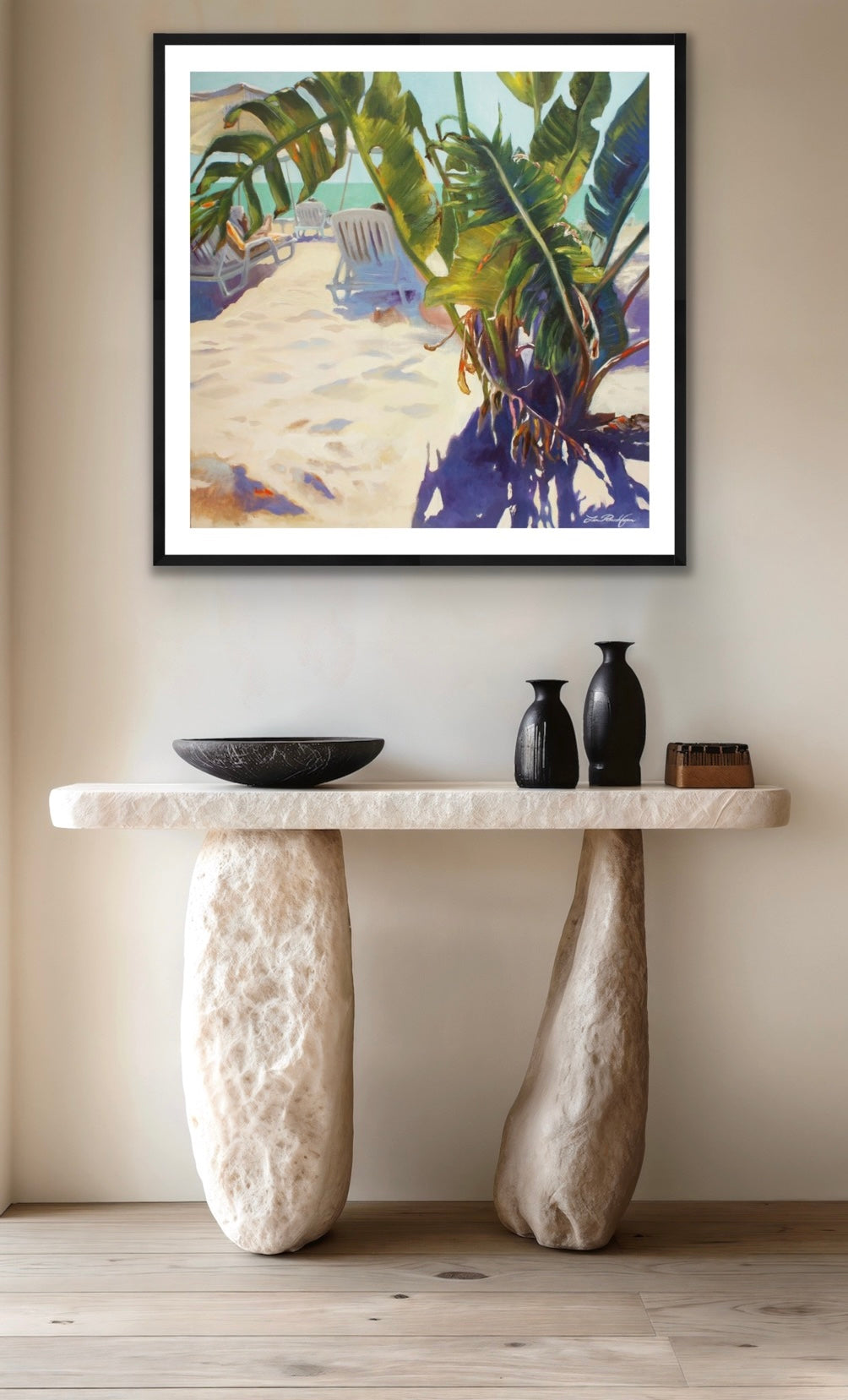 «Calming Summer in Cannes» Lin Petershagen painting Exclusive - Giclée Art Print - Framed