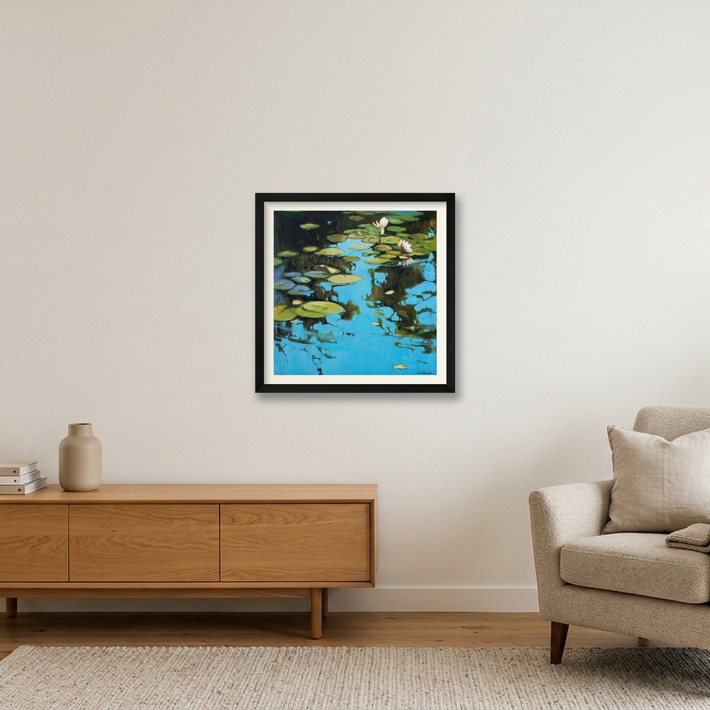 Fresh water — 40×40cm, 16×16" Black Frame