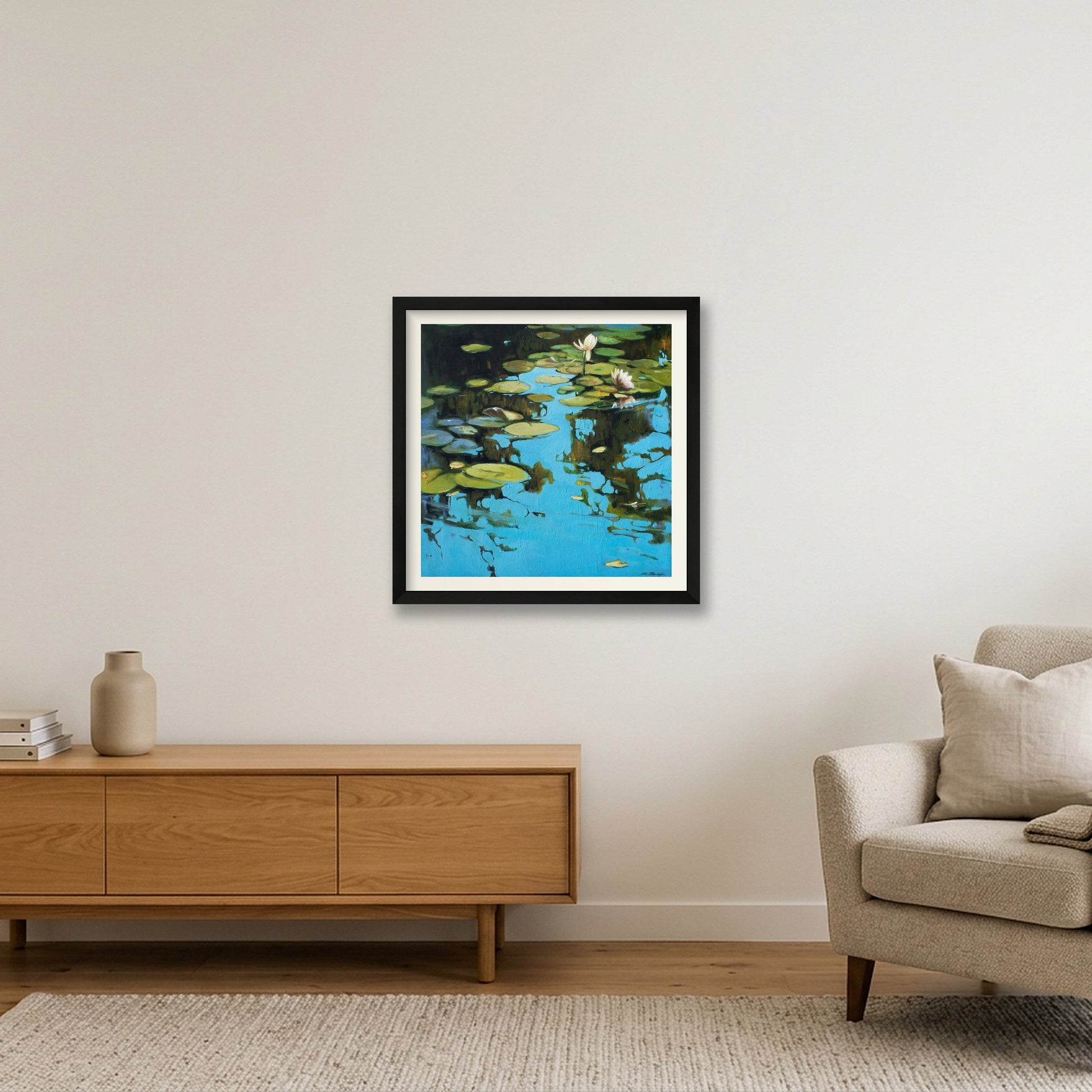 Fresh water — 40×40cm, 16×16" Black Frame