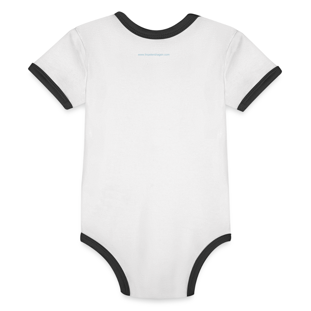 Organic Baby Contrasting Bodysuit with cute dog - white/black