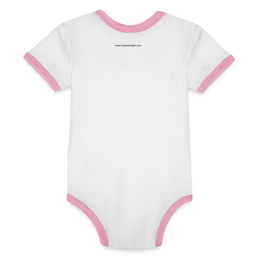 Organic Baby Contrasting Bodysuit with cute dog - white/rose