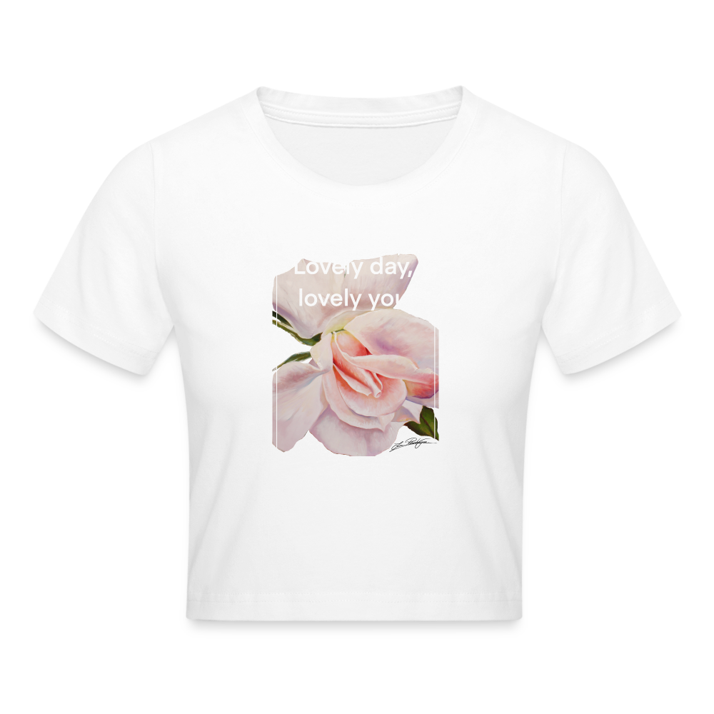 «Lovely day, lovely you» Women’s Crop T-Shirt - white