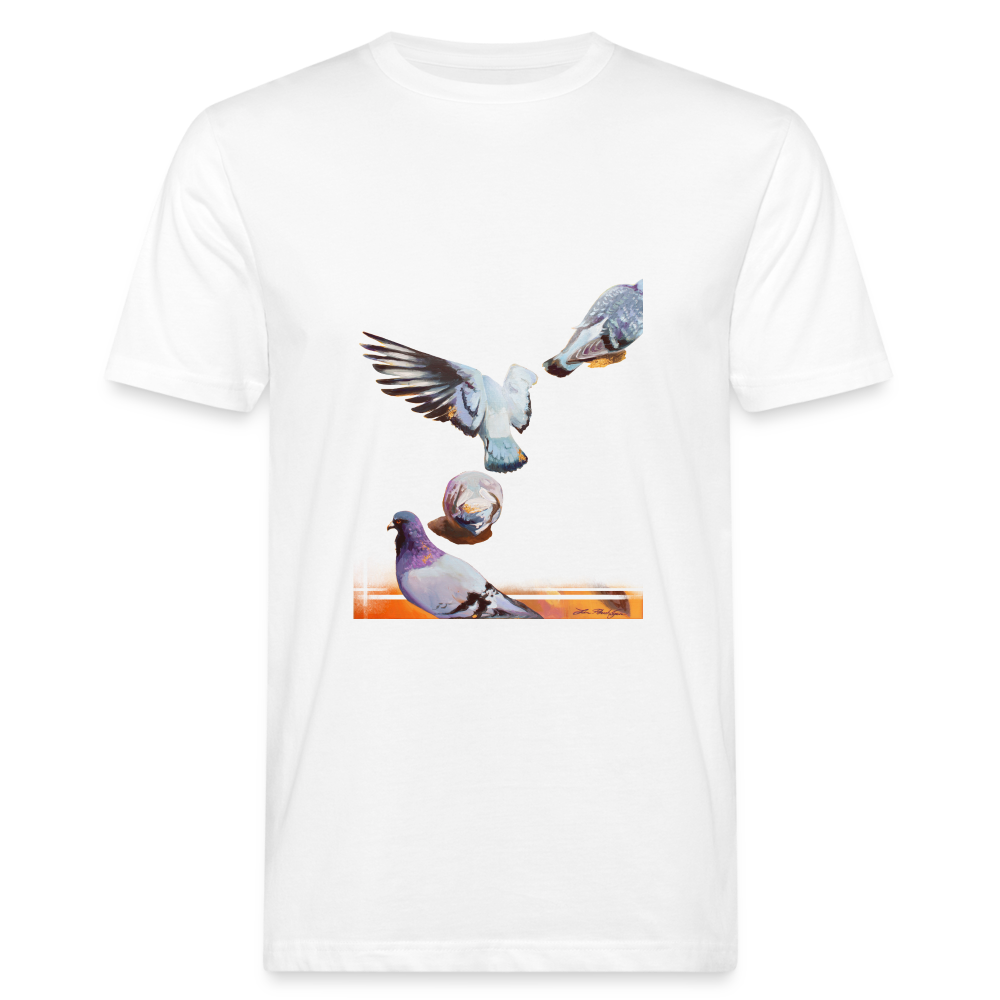 «les 4 Pigeons» Art print on Men's Organic T-Shirt 100% Coton - white