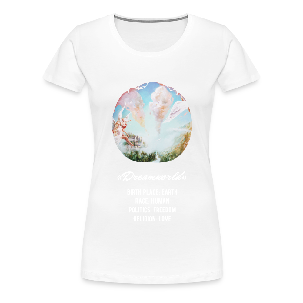 «Dreamworld» Art Print on Women’s Premium T-Shirt 100% Coton - white