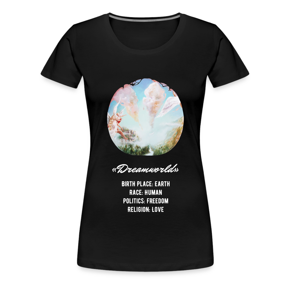 «Dreamworld» Art Print on Women’s Premium T-Shirt 100% Coton - black